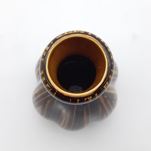 Sarreguemines Brown Vase Domino Pattern From France - Picture 4 of 11